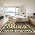 thumbnail image 3 of ODIKA 2x3 Machine Washable Non-Slip Area Rug, Retro Lattice with Ornamental Leaves and Faded Scroll Highlights High Traffic Rug with Pad, Beige, 922931, 3 of 8