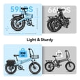 thumbnail image 3 of Jasion EB6 Electric Bike for Adults, 1000W Peak Motor Folding Ebike with 48V Removable Built-in Battery, Up to 50 Miles, 20" Fat Tire Foldable Electric Bicycle, UL 2849, 3 of 9
