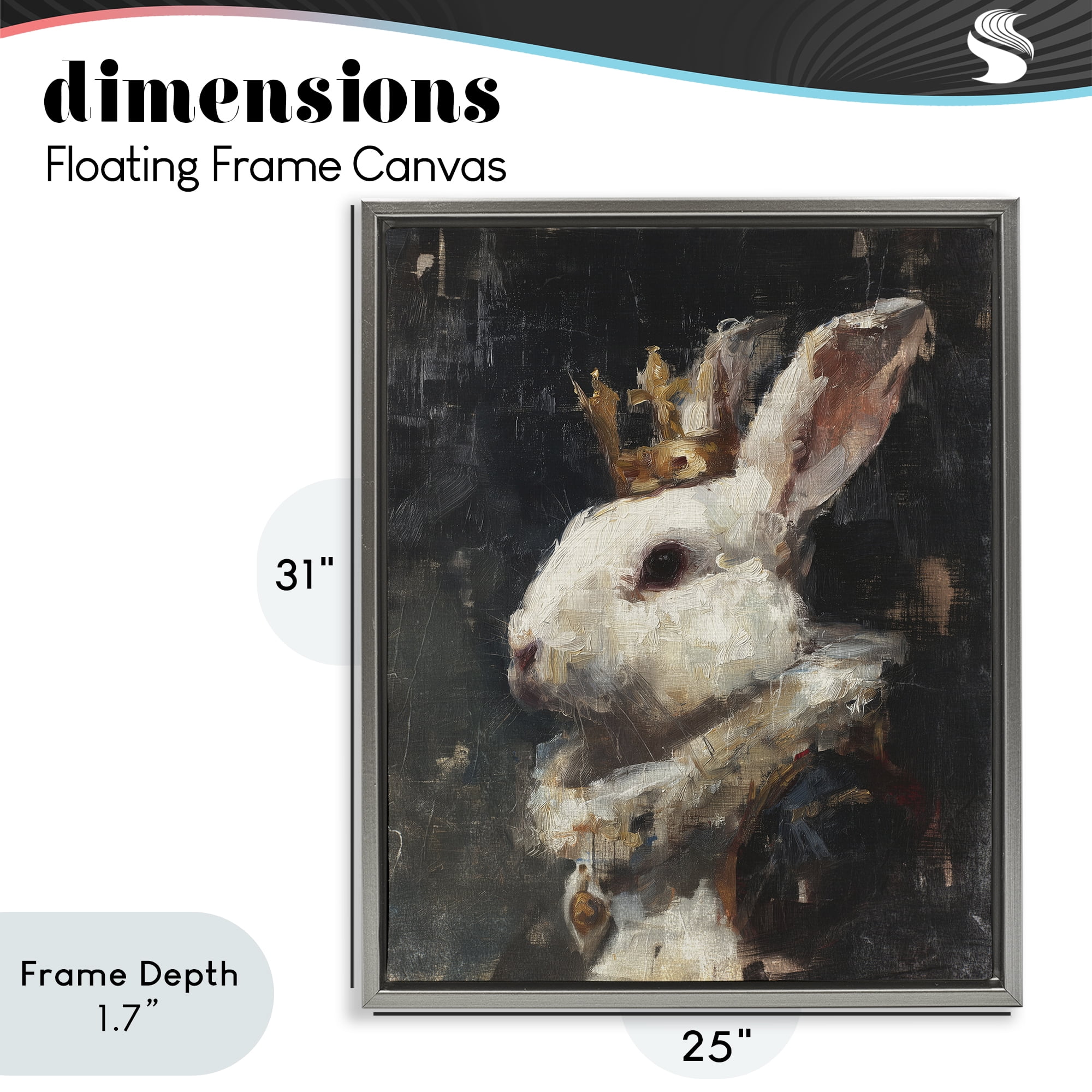 Stupell Industries Regal Monarch Rabbit Gray Framed Floater Canvas Wall Art, design by Svetlana Aleynikova