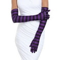 thumbnail image 2 of HDE Satin Cosplay 21.5" Elbow Length Halloween Costume Gloves Black and Purple Stripes, 2 of 6