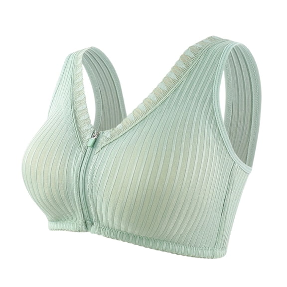 Front Closure Sports Bras for Women New Plus Size Front Zip Bra for Women, Wireless Full Coverage Bralette, Lace Trim Support Daily Lingerie