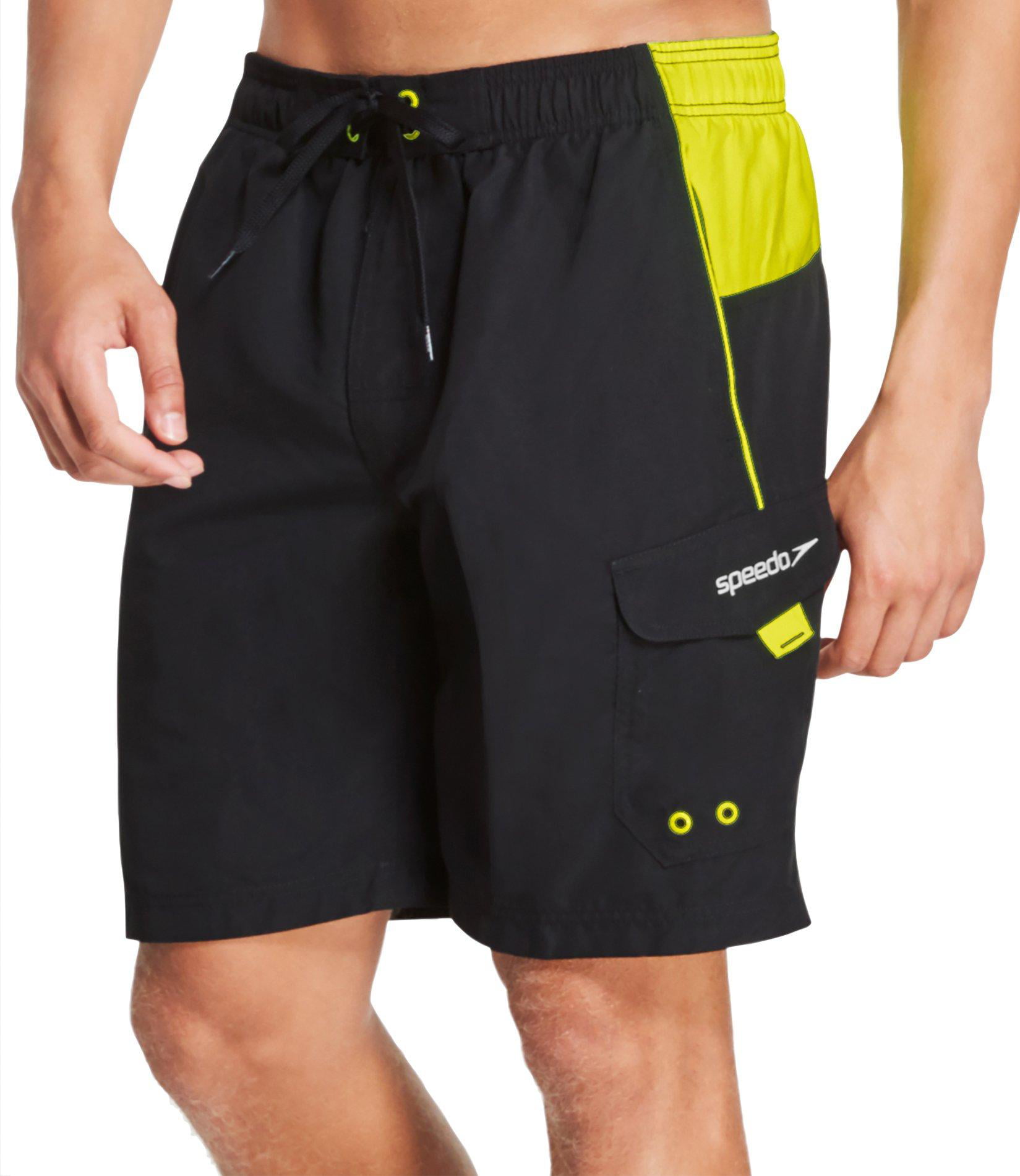 Speedo - Speedo Mens Sport Colorblock Volley Shorts Small Black/yellow ...