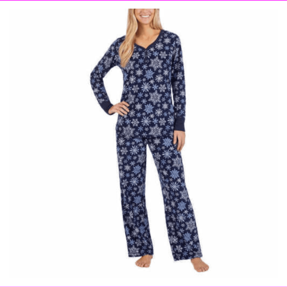Nautica Nautica Women's 2 Piece Fleece Pajama Sleepwear Set XL/Navy