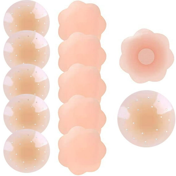 Durable Nipple Covers Stick On Bra Sticky Breast Petals for Women – Adhesive  Silicone(3 Pairs Round +3 Pairs Petal) 