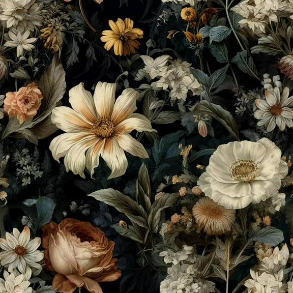 NeoMart - Floral Peel and Stick Wallpaper Vintage Floral Contact Paper 16.9inch x 196.8inch Boho Peel and Stick Wallpaper Dark Flower Self-Adhesive Removable Contact Paper Decorative Vinyl