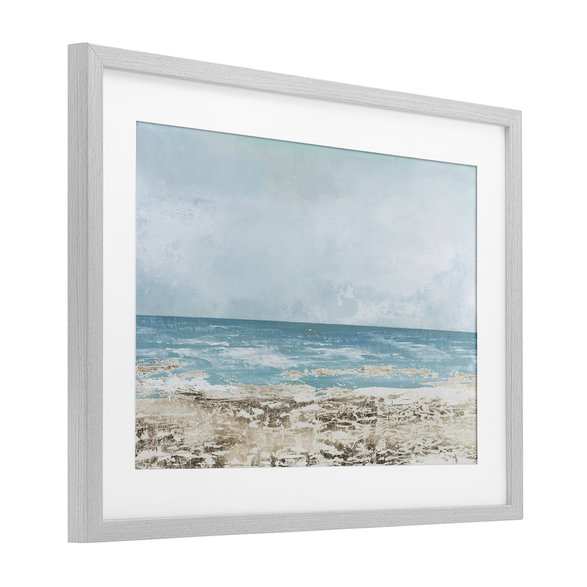Stupell Industries Peaceful Mood Coastal Scene Gray Framed Print Under Glass, design by Lorenzo Collective