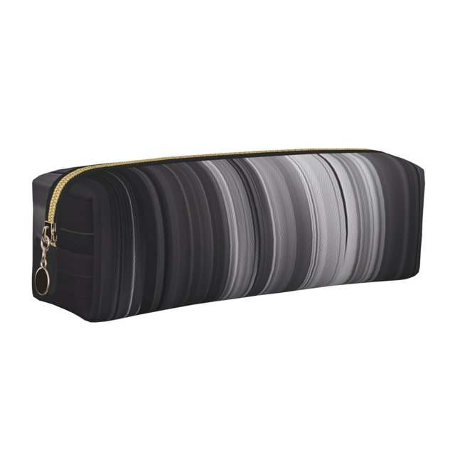 Easygdp Monochrome Abstract Lines para Estuche de Lápices de Cuero, Estuche de Papelería de Cuero, Estuche de Gran Capacidad con Cremallera