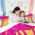 thumbnail image 6 of Homewish Watercolor Ink Painting 7 Pieces Bedding Comforter Set,Baseball Sport Full Bedding Set,Yellow White Hotpink Fitted Sheet Flat Sheet For Teens,Microfiber Bedroom Decor Reversible, 6 of 8