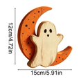 thumbnail image 3 of Aoznliie Halloween Decor, Hand Carved Wooden Ghost Ornament for Tabletop, 6x5 inch Cute Figurine for Indoor Display, White, 3 of 6