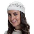 thumbnail image 2 of Candid Signature Cotton Kufi Beanie Lattice Weave Hats for Adult Men and Women's, White, 2 of 3
