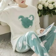 Byte Legend Pajamas Women Winter Thick Coral Fleece Pajamas Flannel Loungewear Plus Size Cartoon Autumn Long Sleeve Suit