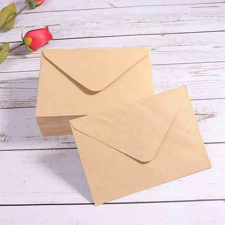 50pcs Colorful Paper Envelope Holder Blank Envelope Party Paper Envelopes  Party Supplies (Kraft Paper Color)