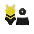 thumbnail image 3 of Aislor Kids Girls Sleeveless Gymnastics Leotards with Athletic Shorts and Hair Band Ballet Dance Outfits Yellow 10, 3 of 7