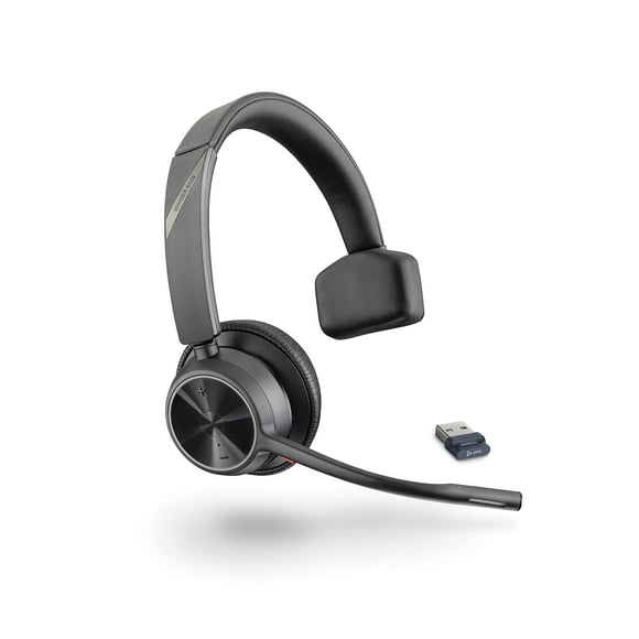 Poly - Auriculares inalámbricos Voyager 4310 UC (Plantronics) - Auriculares de un solo oído con micrófono boom - Se conectan a PC/Mac mediante adaptador Bluetooth USB-A, teléfono celular mediante Blue