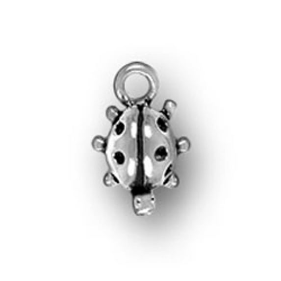 Sterling Silver 30" .8mm Box Chain 3D Small Six Dotted Ladybug Insect Pendant Necklace