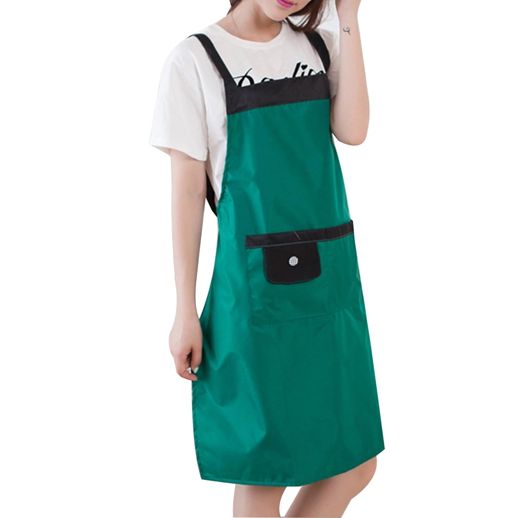 Oilproof Waterproof Sleeveless Kitchen Apron Front Pockets Adjustable