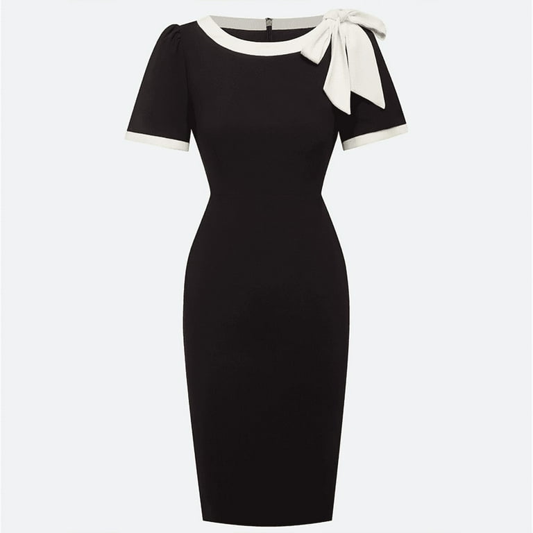 elegant black knee length dresses Elegant Long Sleeve Knee-Length Black Cocktail Dress Medium