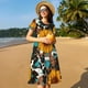 thumbnail image 4 of Fotbe Vintage Sunflowes Vestido Largo de Moda para Mujer, Vestido Tipo Camiseta con Manga Corta y Estilo Casual a Rayas y Bloques de Color, 4 of 6