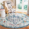 thumbnail image 1 of Safavieh Madison Collection MAD447K Boho Chic Medallion Distressed Non-Shedding Stain Resistant Living Room Bedroom Area Rug, 9' x 9' Round, Navy / Light Blue, 1 of 5