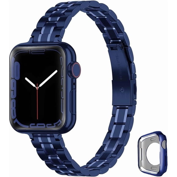 KOMI Metal band Compatible with Apple Watch Band 38mm 40mm 41mm 42mm 44mm 45mm for women, Slim and Thin Stainless Steel Replacement Adjustable Wristband for iWatch Series 9/8/7/6/5/4/3/2/1/SE
