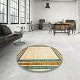thumbnail image 4 of Ahgly Company Machine Washable Indoor Square Abstract Khaki Gold Area Rugs, 4' Square, 4 of 7