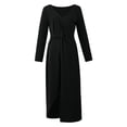 thumbnail image 3 of Aofany Maxi Dresses for Women,Wedding Guest Dresses Casual V-Neck Long Sleeve Solid Color High Split Sheath Ankle-Length Dress Party Dress Black XXL, 3 of 4