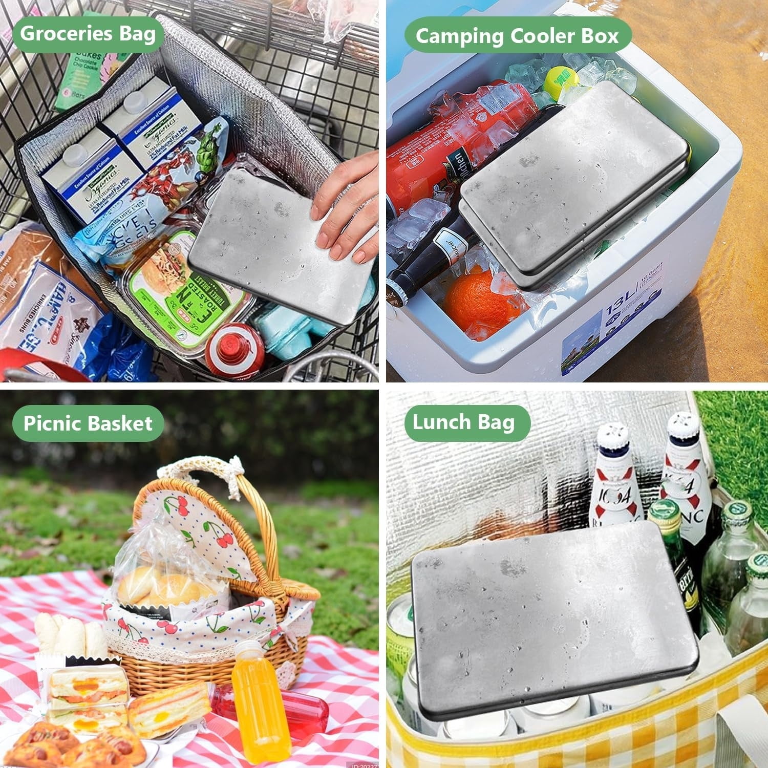 Topboutique Stainless Steel Ice Packs,Freezer Packs for Camping,Reusable Ice Packs,Travel Ice Pack for Outdoor Cooler Box,Keep Food and Drinks Fresh and Cool