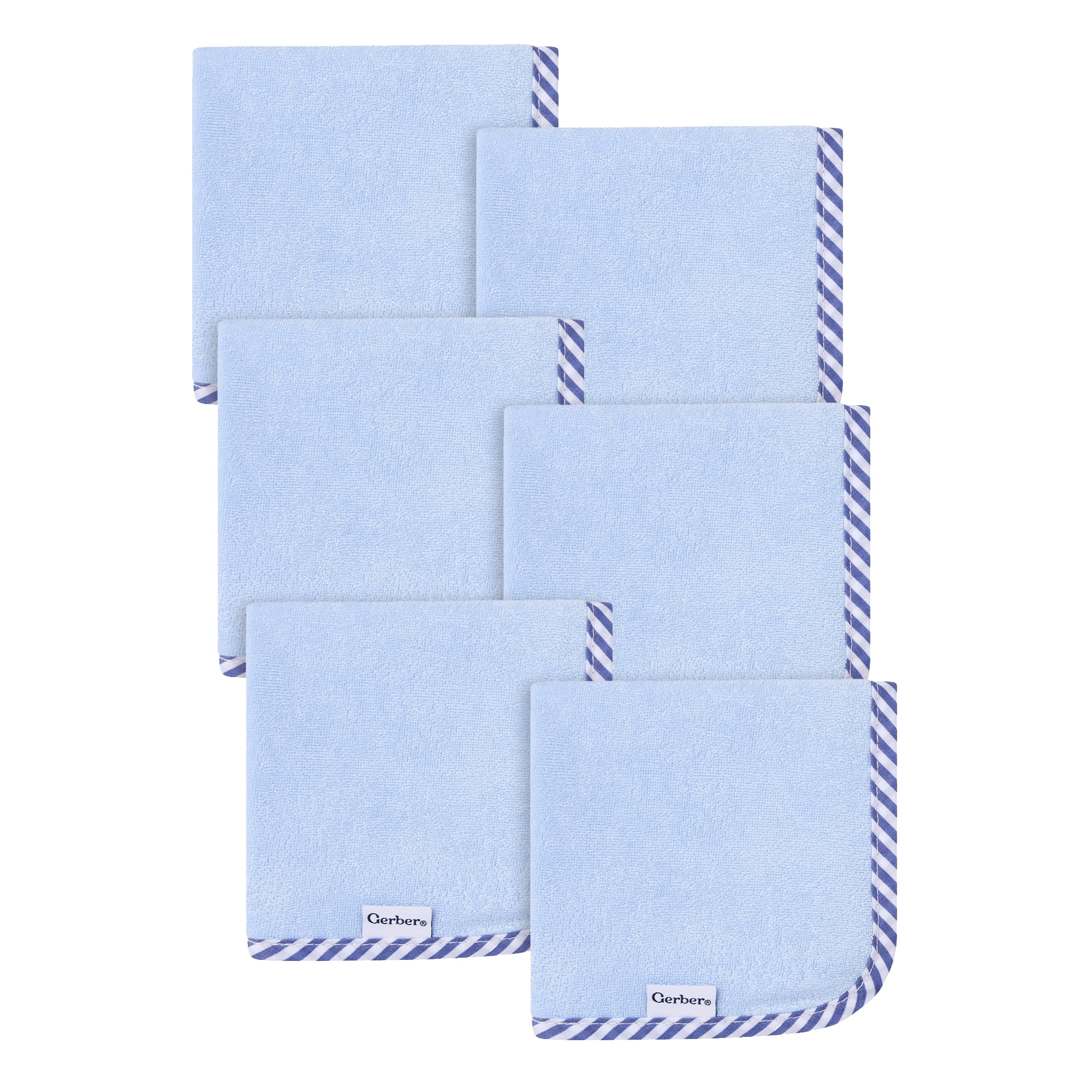 Gerber Baby Boy Blue Absorbent Knit Terry Washcloth, 6-Pack, One Size