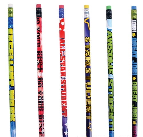 One Gross 144 Motivational Pencil Assortment 7.5" Long