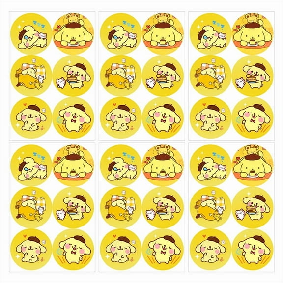 Pompompurin Stickers Party Favors Labels Birthday Thank You Themed Round Circle Baby Shower 60pcs