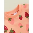 thumbnail image 6 of Yunliwuli Baby Girls 2-piece Outfit, Strawberry Print Long Sleeve Crew Neck Sweatshirt with Elastic Waist Sweatpants Fall Clothes, 6 of 9