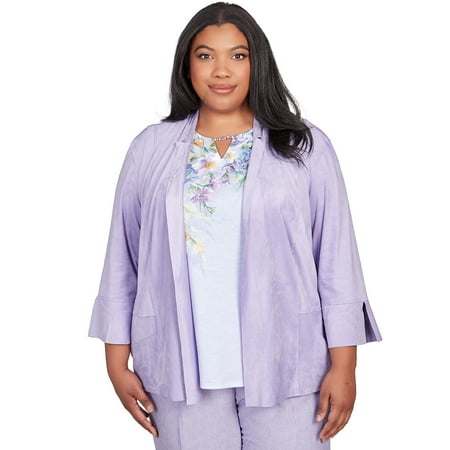 Alfred Dunner Womens Plus-Size Suede Flutter Sleeve Jacket