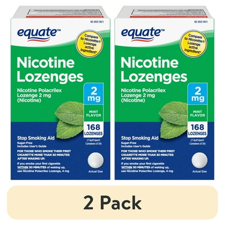 (2 pack) Equate Nicotine Lozenge 2 mg, Mint Flavor, 168 Count – Stop Smoking Aid