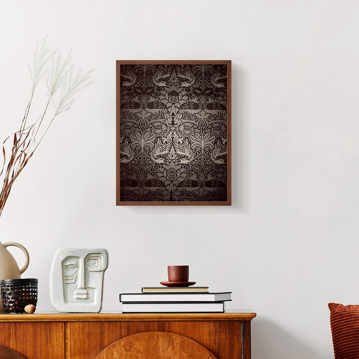 Vintage Abstract Print CXXXIX - 14in. x 11in. Vintage Framed Print in Walnut Wood Frame