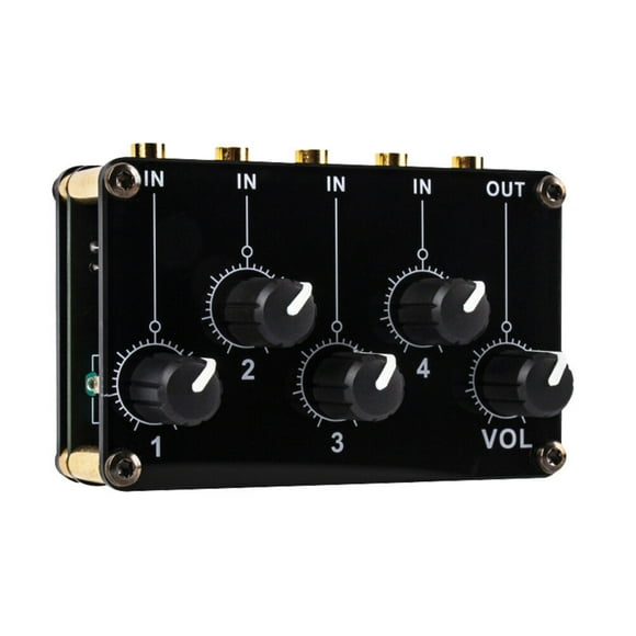 Audio Mixer 4 Inputs Stereo Line Mixer 4-way Audio Mixer Mini Audio Mixer