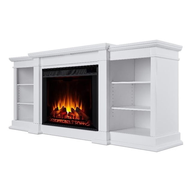 Real Flame Canada Eliot Moderne Grand Foyer Électrique en Bois, Blanc