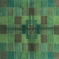 thumbnail image 1 of Ahgly Company Indoor Square Checkered Turquoise Blue Modern Area Rugs, 7' Square, 1 of 4