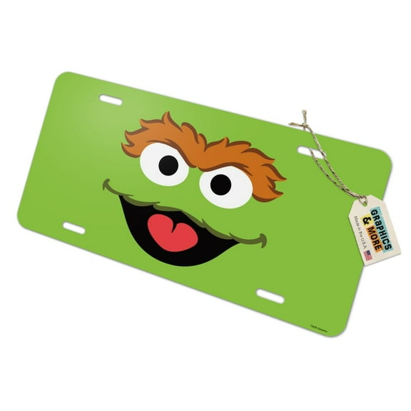 Sesame Street Oscar the Grouch Face Novelty Metal Vanity Tag License Plate