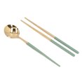 thumbnail image 4 of Reusable Utensils Set, Portable Healthy Wide Applications Easy To Clean   Stainless Steel Tableware Set  For Hotels For Families Green Gold, 4 of 8