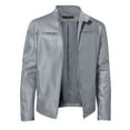 thumbnail image 3 of GXIPO Mens Leather Jacket Real Lambskin Cafe Racer Style Leather Biker Jackets For Men Gray M, 3 of 4
