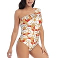 thumbnail image 3 of Haiem Cartoon Chicken Women's One Piece Swimsuits Tummy Control One Shoulder Bathing Suits Ruffle Swimwear-Large, 3 of 8