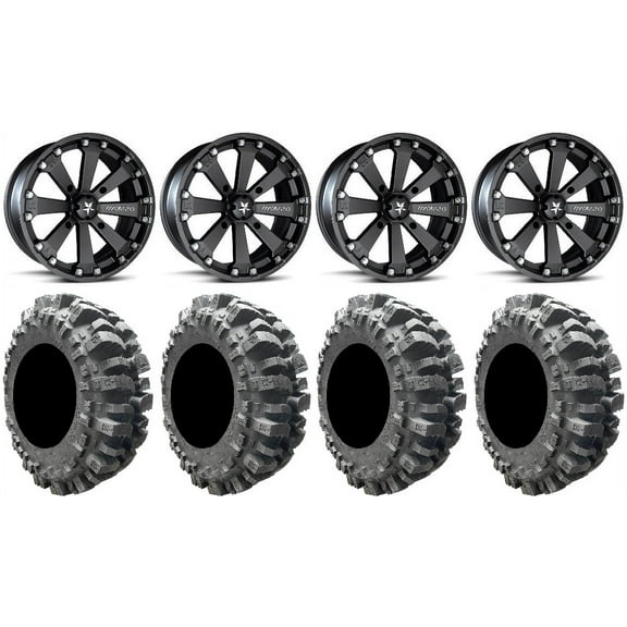 MSA Black Kore 14" ATV Wheels 27" Bogger Tires Can-Am Commander Maverick Renegade Outlander Defender
