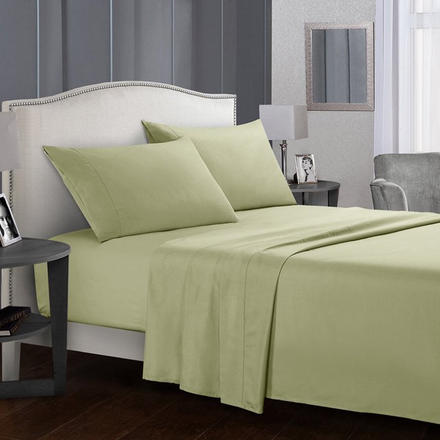Topcobe Twin Size Solid Color Bed Sheet Set for Adults Teens, Green