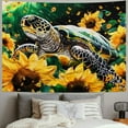 thumbnail image 2 of PRATYUS  Sunflower Wall Blanket Tapestries Sea Turtle with Yellow Sunflowers Printed Tapestry Floral Wall Hanging for Bedroom  Wall Art Hanging Painting, 2 of 6