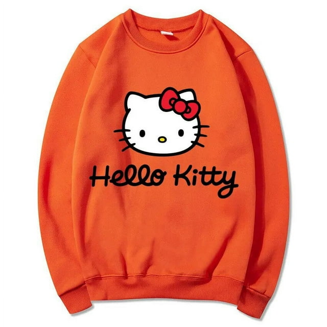 Hello Kitty Pull Femme Dessin Animé Printemps Automne Homme Col Rond Chandail à Capuchon Vêtements 2024 Nouveau Mode Couple Chandail en Molleton Hauts