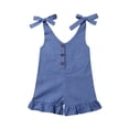 thumbnail image 1 of ITFABS Barboteuse d'Été Sans Manches pour Bébé Fille, à Lacets, Boutonnée, à Volants, 1 of 6
