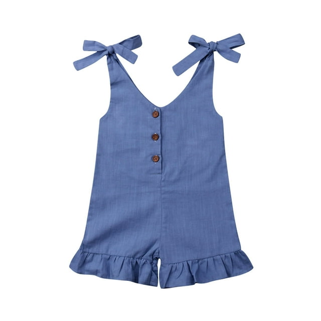 ITFABS Barboteuse d'Été Sans Manches pour Bébé Fille, à Lacets, Boutonnée, à Volants
