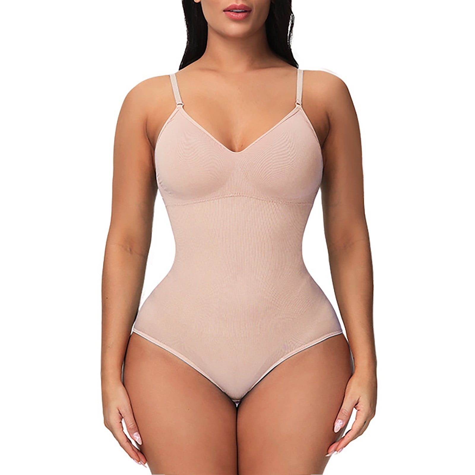 MISS MOLY Women Seamless Bodysuit Shapewear Tummy Control Body Briefer with  Built-In Bra Jumpsuit Tops 