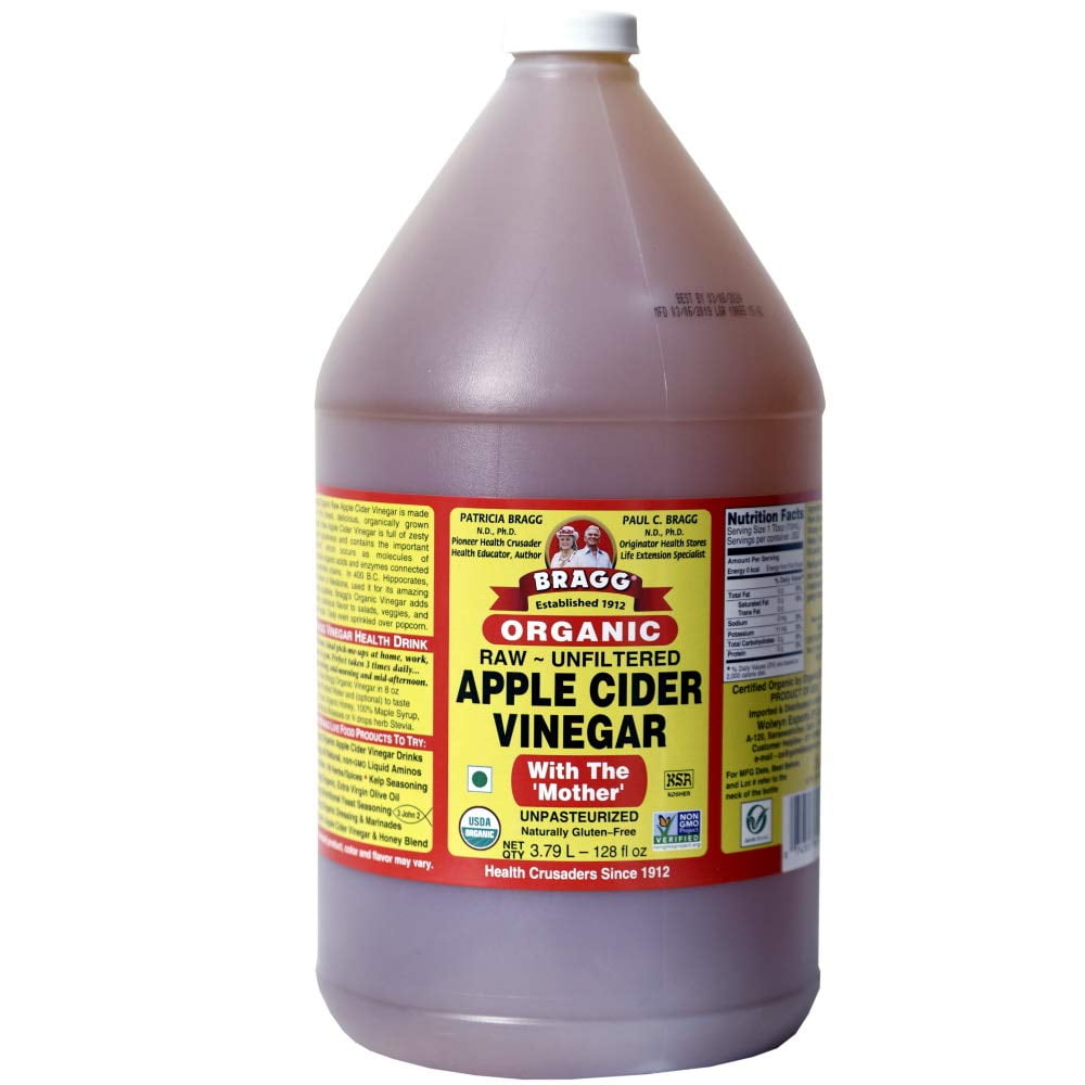 Organic Raw Apple Cider Vinegar Unfiltered Bragg 1 Gal (128Oz) Liquid
