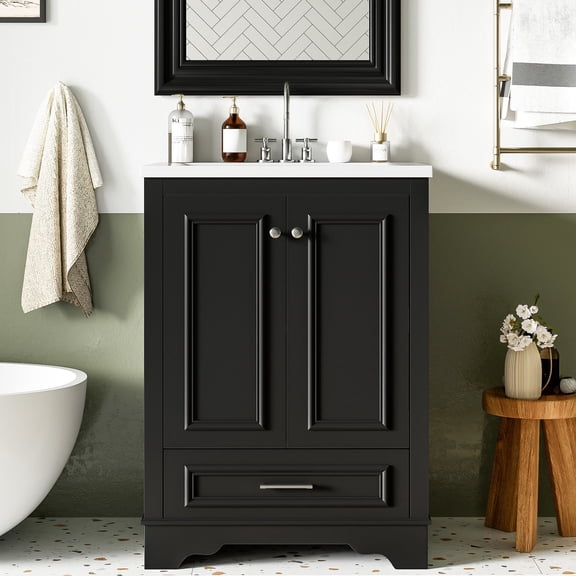 24'' Modern Bathroom Vanity with Soft Closing Doors | Keeps Bathroom Tidy and Organized | Promises High-quality and Sturdy Structure